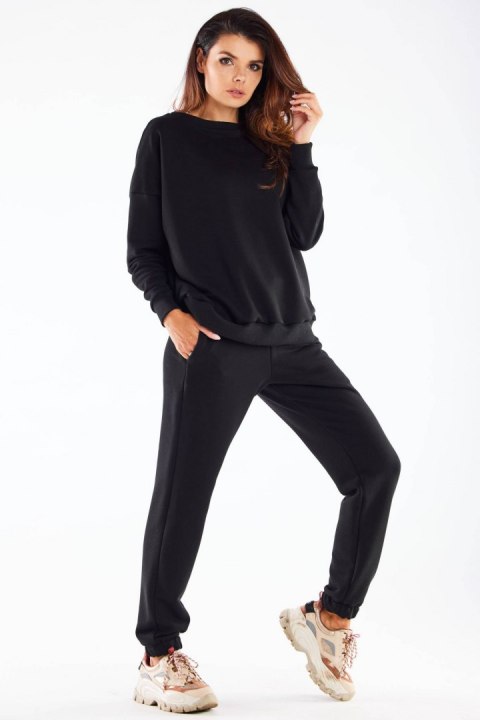 Bluza damska dresowa luźna bawełniana czarna M276 Bluza damska dresowa luźna bawełniana czarna M276