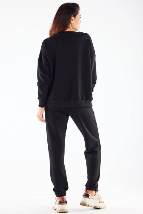 Bluza damska dresowa luźna bawełniana czarna M276 Bluza damska dresowa luźna bawełniana czarna M276