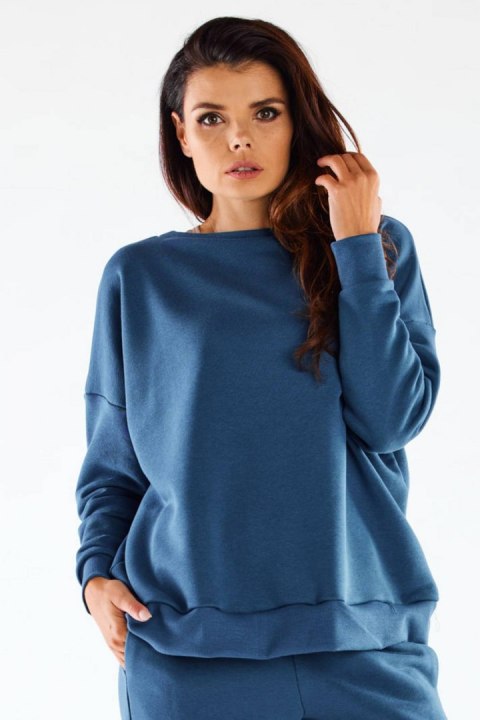Bluza damska dresowa luźna bawełniana niebieska M276 Bluza damska dresowa luźna bawełniana niebieska M276