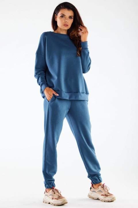 Bluza damska dresowa luźna bawełniana niebieska M276 Bluza damska dresowa luźna bawełniana niebieska M276