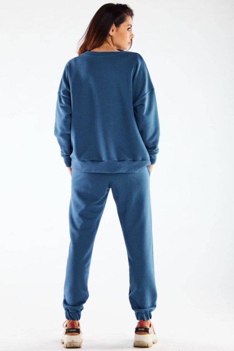 Bluza damska dresowa luźna bawełniana niebieska M276 Bluza damska dresowa luźna bawełniana niebieska M276