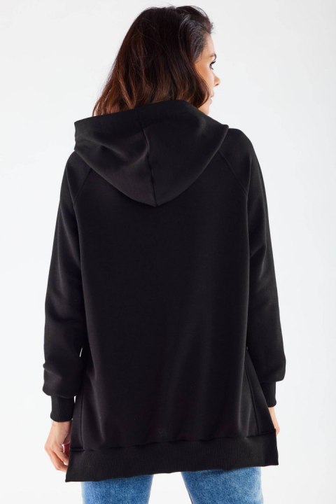 Bluza damska asymetryczna z kapturem bawełniana czarna M280 Bluza damska asymetryczna z kapturem bawełniana czarna M280