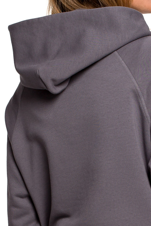 Bluza damska kangurka dresowa z kapturem i ściągaczem antracytowa B198 Bluza damska kangurka dresowa z kapturem i ściągaczem antracytowa B198