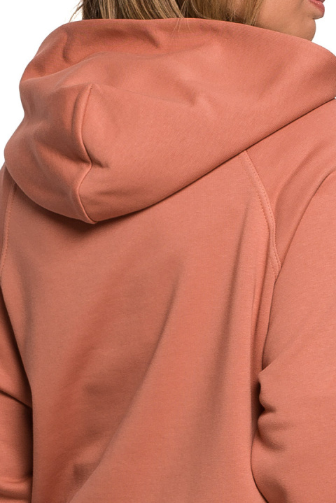 Bluza damska kangurka dresowa z kapturem i ściągaczem ceglasta B198 Bluza damska kangurka dresowa z kapturem i ściągaczem ceglasta B198