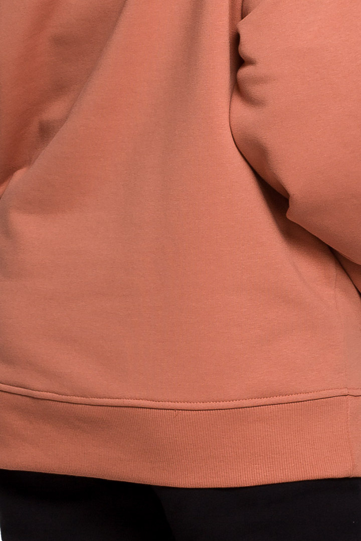 Bluza damska kangurka dresowa z kapturem i ściągaczem ceglasta B198 Bluza damska kangurka dresowa z kapturem i ściągaczem ceglasta B198