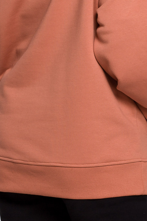 Bluza damska kangurka dresowa z kapturem i ściągaczem ceglasta B198 Bluza damska kangurka dresowa z kapturem i ściągaczem ceglasta B198