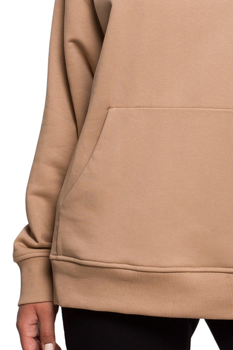 Bluza damska kangurka dresowa z kapturem i ściągaczem orzechowa B198 Bluza damska kangurka dresowa z kapturem i ściągaczem orzechowa B198
