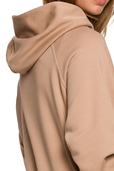 Bluza damska kangurka dresowa z kapturem i ściągaczem orzechowa B198 Bluza damska kangurka dresowa z kapturem i ściągaczem orzechowa B198