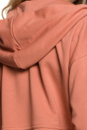 Bluza damska rozpinana kangurka dresowa z kapturem ceglasta B199