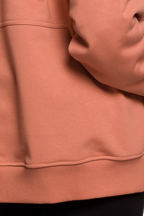 Bluza damska rozpinana kangurka dresowa z kapturem ceglasta B199 Bluza damska rozpinana kangurka dresowa z kapturem ceglasta B199