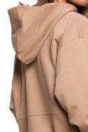 Bluza damska rozpinana kangurka dresowa z kapturem orzechowa B199