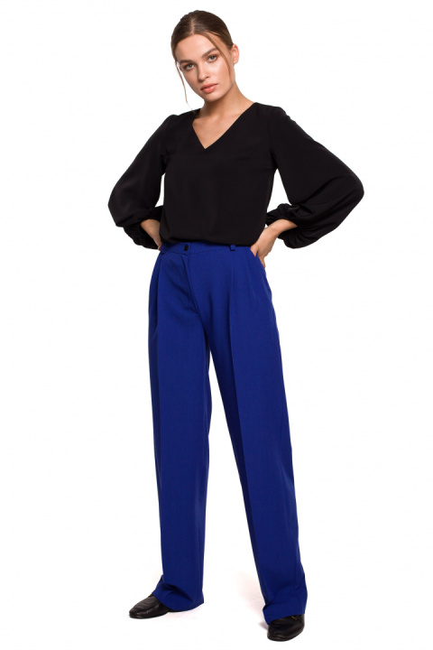 Elegancka bluzka damska gładka dekolt V szerokie rękawy czarna S272 Elegancka bluzka damska gładka dekolt V szerokie rękawy czarna S272