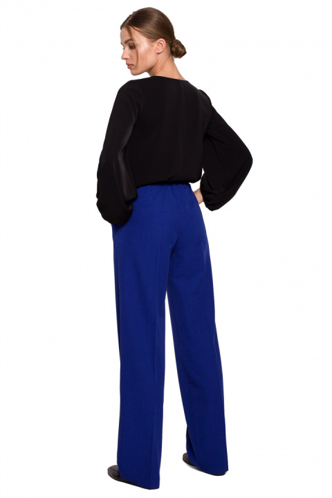 Elegancka bluzka damska gładka dekolt V szerokie rękawy czarna S272 Elegancka bluzka damska gładka dekolt V szerokie rękawy czarna S272