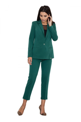 Eleganckie spodnie damskie na kant z gumką w pasie zielone M M552