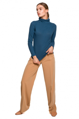 Golf damski z dzianiny sweterkowej bawełniany niebieski S278