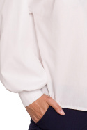 Koszula damska luźna z bufiastymi rękawami zapinana biała K115