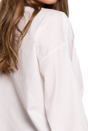Koszula damska luźna z bufiastymi rękawami zapinana biała K115