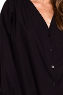 Koszula damska luźna z bufiastymi rękawami zapinana czarna K115
