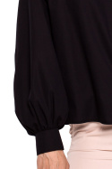 Koszula damska luźna z bufiastymi rękawami zapinana czarna K115