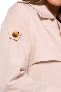 Krótka kurtka damska krótki trencz zapinana na guziki beżowa K111