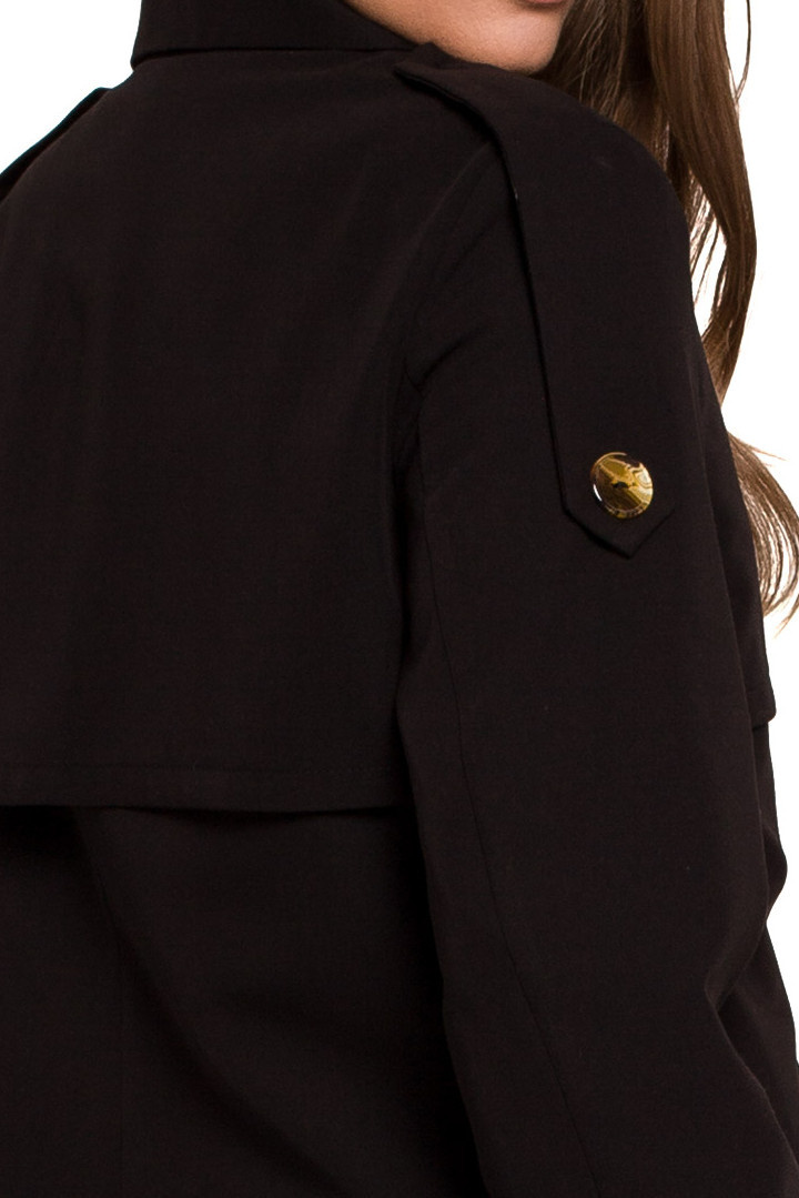 Krótka kurtka damska krótki trencz zapinana na guziki czarna K111