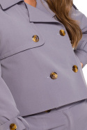 Krótka kurtka damska krótki trencz zapinana na guziki gołębia K111