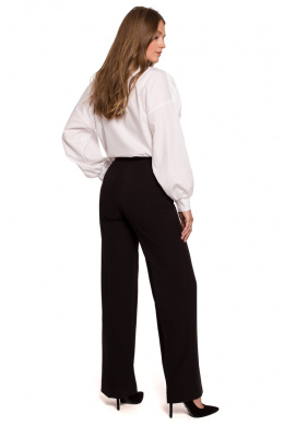 Spodnie damskie eleganckie proste nogawki na kant czarne K114