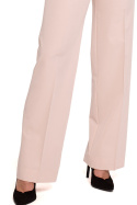 Spodnie damskie eleganckie proste nogawki na kant beżowe K114