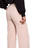 Spodnie damskie eleganckie proste nogawki na kant beżowe K114