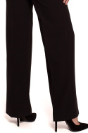 Spodnie damskie eleganckie proste nogawki na kant czarne K114