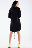 Sukienka mini oversize dresowa z kapturem długi rękaw czarna M270
