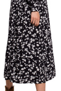 Sukienka maxi z wiskozy z nadrukiem dekoltem V długi rękaw m1 K119