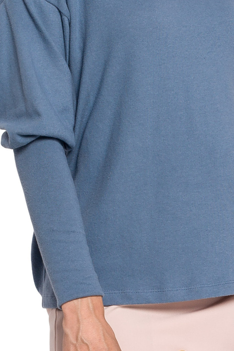 Sweter damski z dekoltem V na plecach bawełniany niebieski K107 Sweter damski z dekoltem V na plecach bawełniany niebieski K107