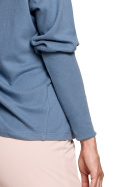 Sweter damski z dekoltem V na plecach bawełniany niebieski K107