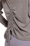 Sweter damski z dekoltem V na plecach bawełniany szary K107
