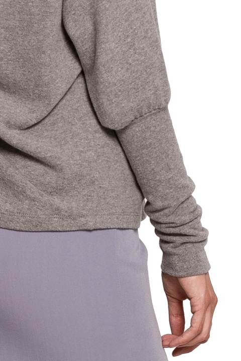 Sweter damski z dekoltem V na plecach bawełniany szary K107 Sweter damski z dekoltem V na plecach bawełniany szary K107
