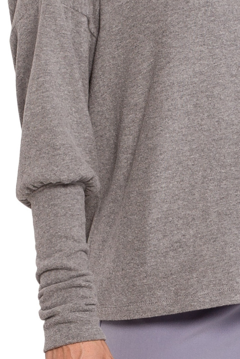 Sweter damski z dekoltem V na plecach bawełniany szary K107 Sweter damski z dekoltem V na plecach bawełniany szary K107