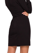 Zmysłowa sukienka mini dekolt V długi bufiasty rękaw czarna M, L K027