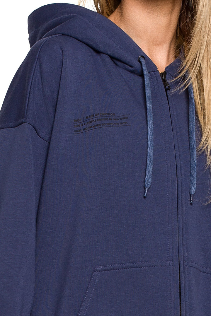 Bluza damska dzianinowa dresowa oversize rozpinana niebieska me614 Bluza damska dzianinowa dresowa oversize rozpinana niebieska me614