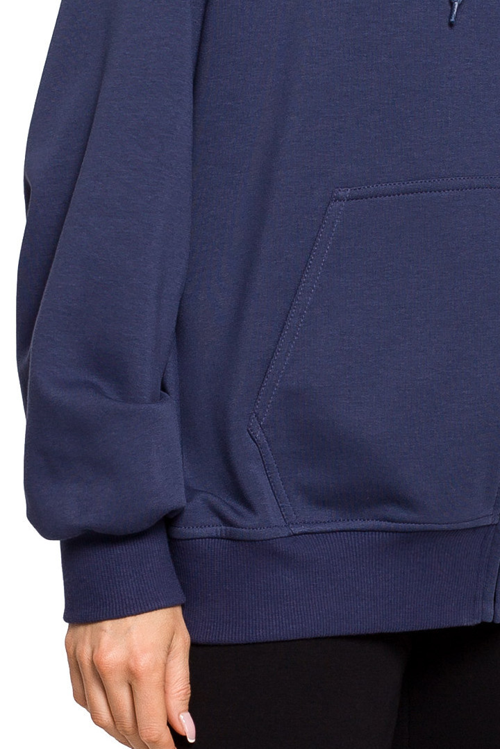 Bluza damska dzianinowa dresowa oversize rozpinana niebieska me614 Bluza damska dzianinowa dresowa oversize rozpinana niebieska me614