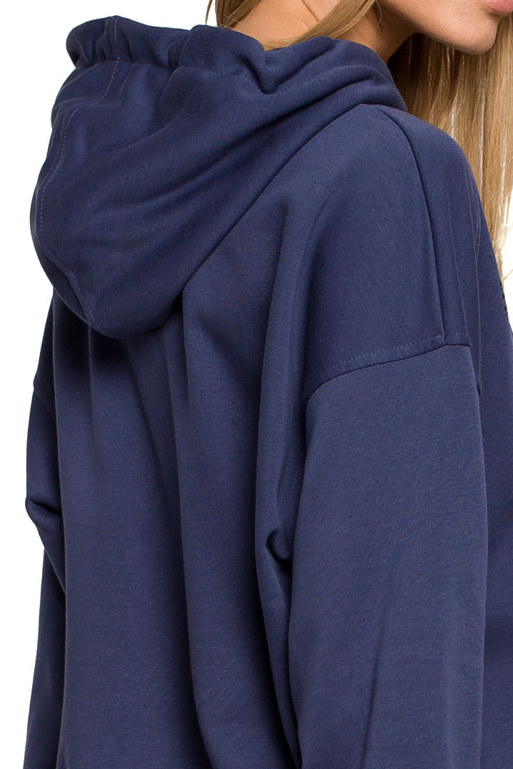 Bluza damska dzianinowa dresowa oversize rozpinana niebieska me614