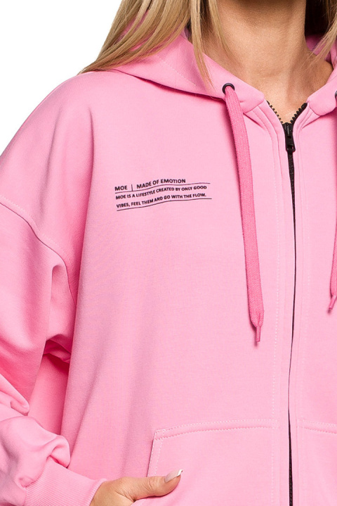 Bluza damska dzianinowa dresowa oversize rozpinana różowa me614 Bluza damska dzianinowa dresowa oversize rozpinana różowa me614