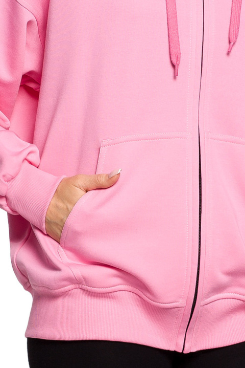 Bluza damska dzianinowa dresowa oversize rozpinana różowa me614 Bluza damska dzianinowa dresowa oversize rozpinana różowa me614