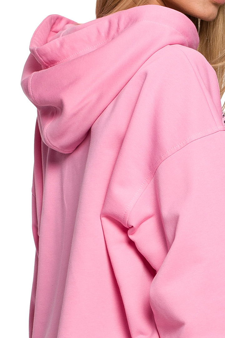 Bluza damska dzianinowa dresowa oversize rozpinana różowa me614