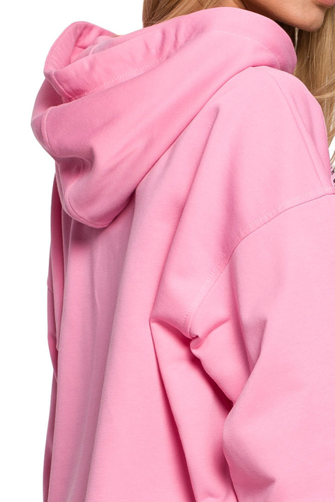 Bluza damska dzianinowa dresowa oversize rozpinana różowa me614 Bluza damska dzianinowa dresowa oversize rozpinana różowa me614