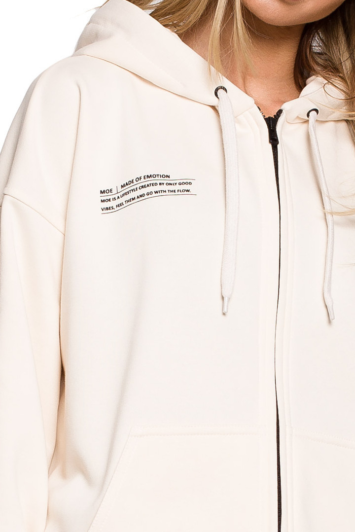 Bluza damska dzianinowa dresowa oversize rozpinana waniliowa me614 Bluza damska dzianinowa dresowa oversize rozpinana waniliowa me614