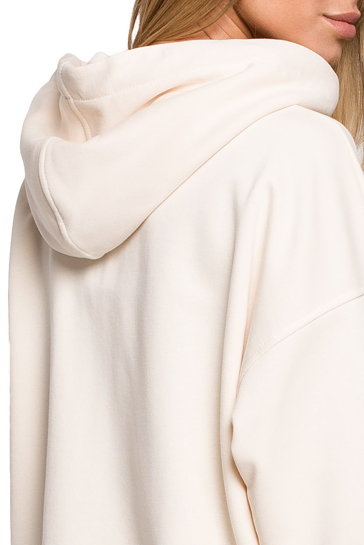 Bluza damska dzianinowa dresowa oversize rozpinana waniliowa me614 Bluza damska dzianinowa dresowa oversize rozpinana waniliowa me614