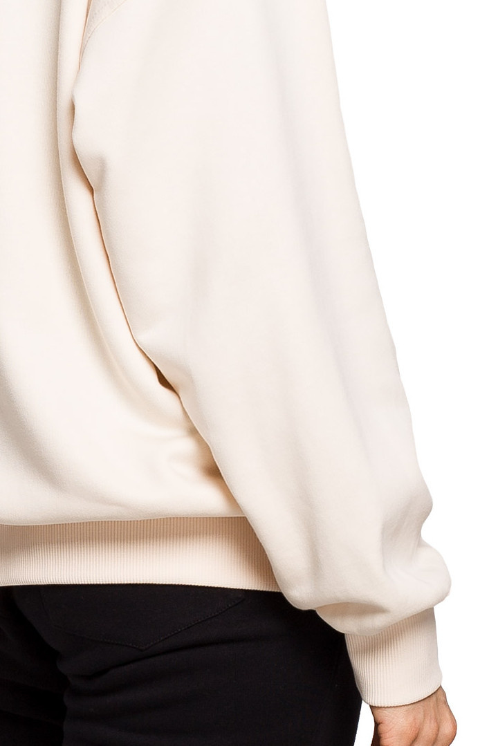 Bluza damska dzianinowa dresowa oversize rozpinana waniliowa me614 Bluza damska dzianinowa dresowa oversize rozpinana waniliowa me614