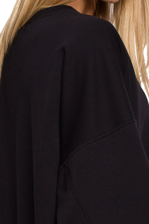 Bluza damska dzianinowa oversize dresowa z nadrukiem czarna me613 Bluza damska dzianinowa oversize dresowa z nadrukiem czarna me613