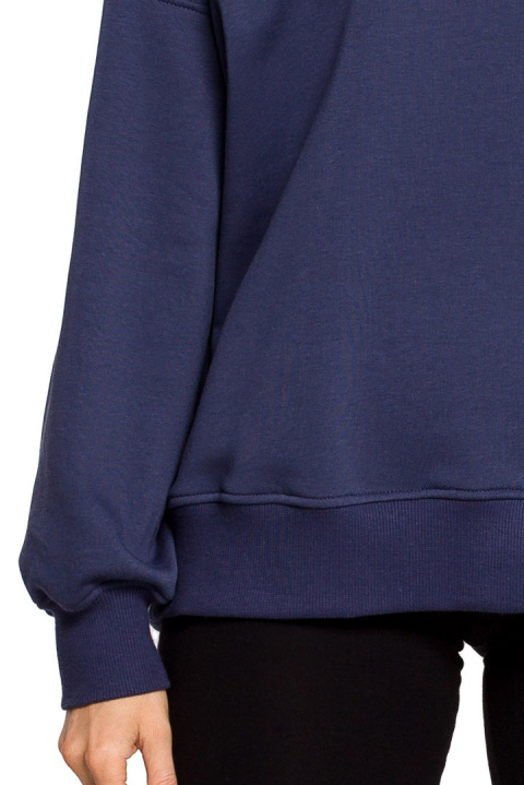 Bluza damska dzianinowa oversize dresowa z nadrukiem niebieska me613 Bluza damska dzianinowa oversize dresowa z nadrukiem niebieska me613